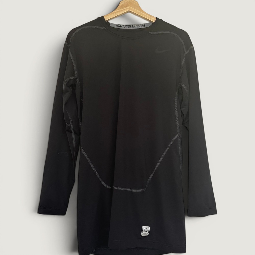 Nike‎ Pro Combat Mens XXL Black Long Sleeve Compression Shirt Dri-FIT Training